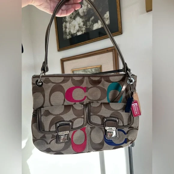 RARE Y2K Coach Poppy Embroidered Signature Hippie Purse - Picture 5 of 10